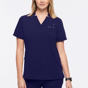 Jaanuu Women's 3-Pocket Scrub Top Navy
